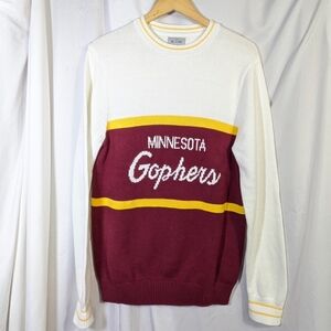 MN Gophers Hillflint Men's Crewneck Sweater Long Sleeve Cotton Blend White Sz M